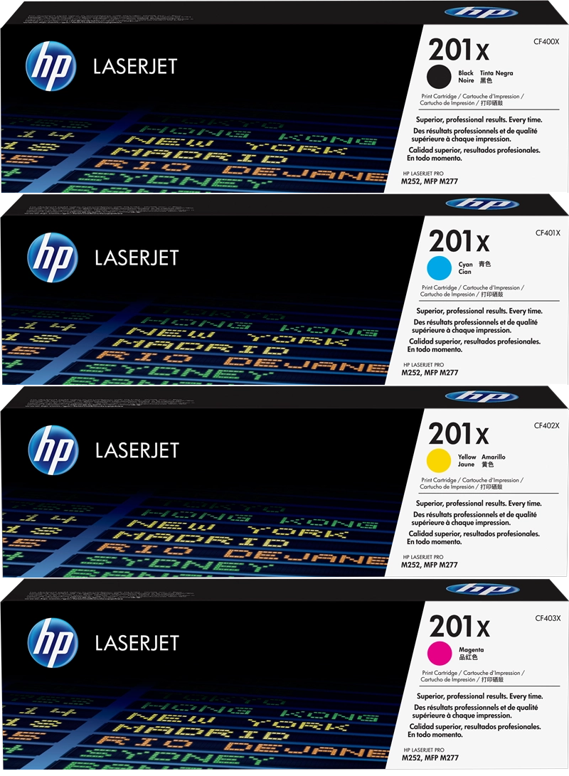 Kit 4 Toner Originali HP 201X Alta Capacità (CF400X CF401X CF402X CF403X)