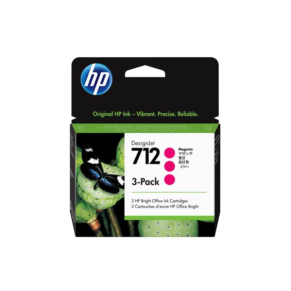 Confezione da 3 cartucce di inchiostro magenta originale DesignJet HP 712 da 29 ml Codice: 3ED78A