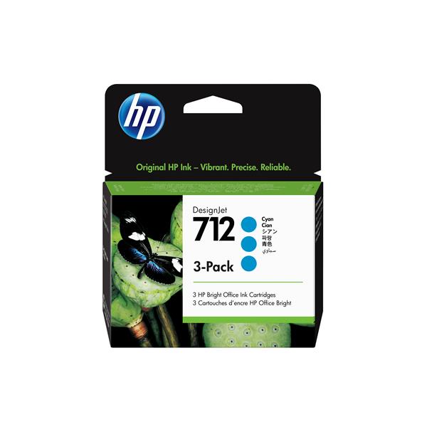 Confezione da 3 cartucce di inchiostro ciano originale DesignJet HP 712 da 29 ml Codice: 3ED77A
